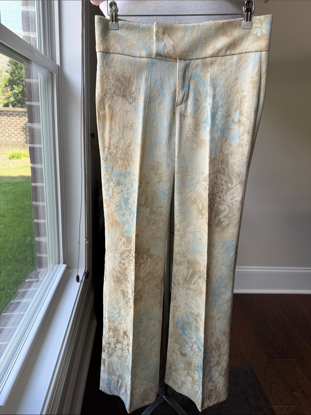 Vertigo Paris Cream and Pale Blue Brocade Trousers